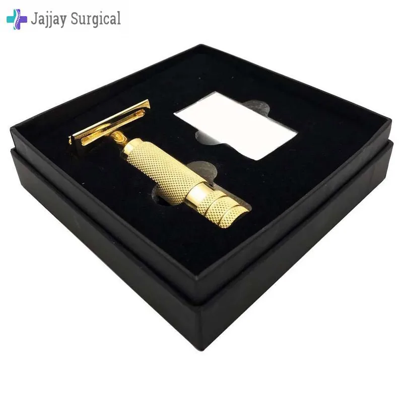 Позолоченная двойная Безопасная бритва с двойным краем набор для влажного бритья подарок мужчин и женщин лезвия Дорожный Чехол