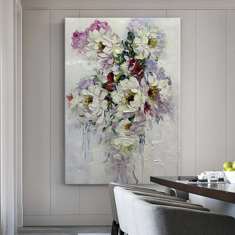 Peony Flower Wall Picture Art Nordic Pink Poster Wall Paintings for Girls Living Room Pop Art Decor 24X32inch/60X80cm