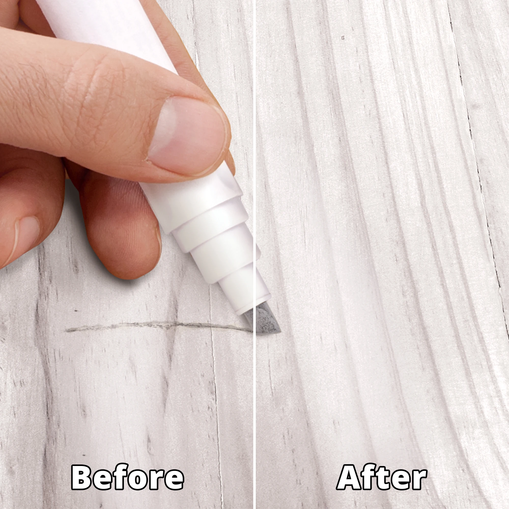 Wood Craft White & Grey Fill Scratches Scuff Rejuvenate Wood Repair Markers For Furniture & Floors 6 Pieces Per Pack