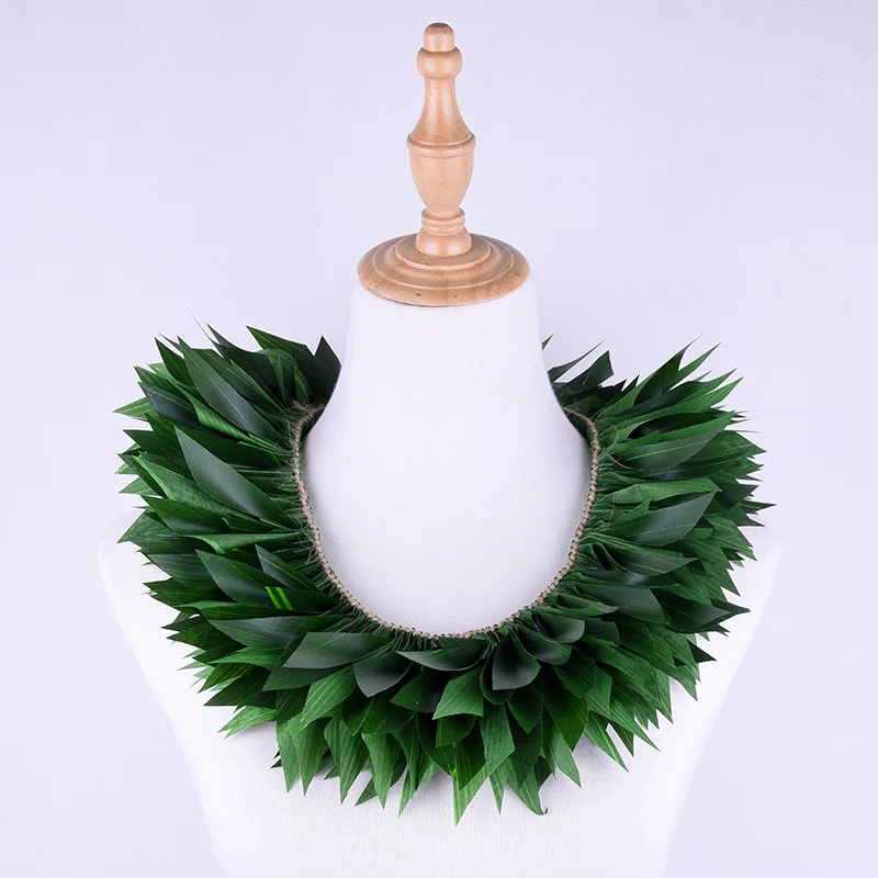High Quality Factory Supplier 58CM Artificial Ti Leaves Short Lei  Hawaiian Hula Girl Dance Party Necklace