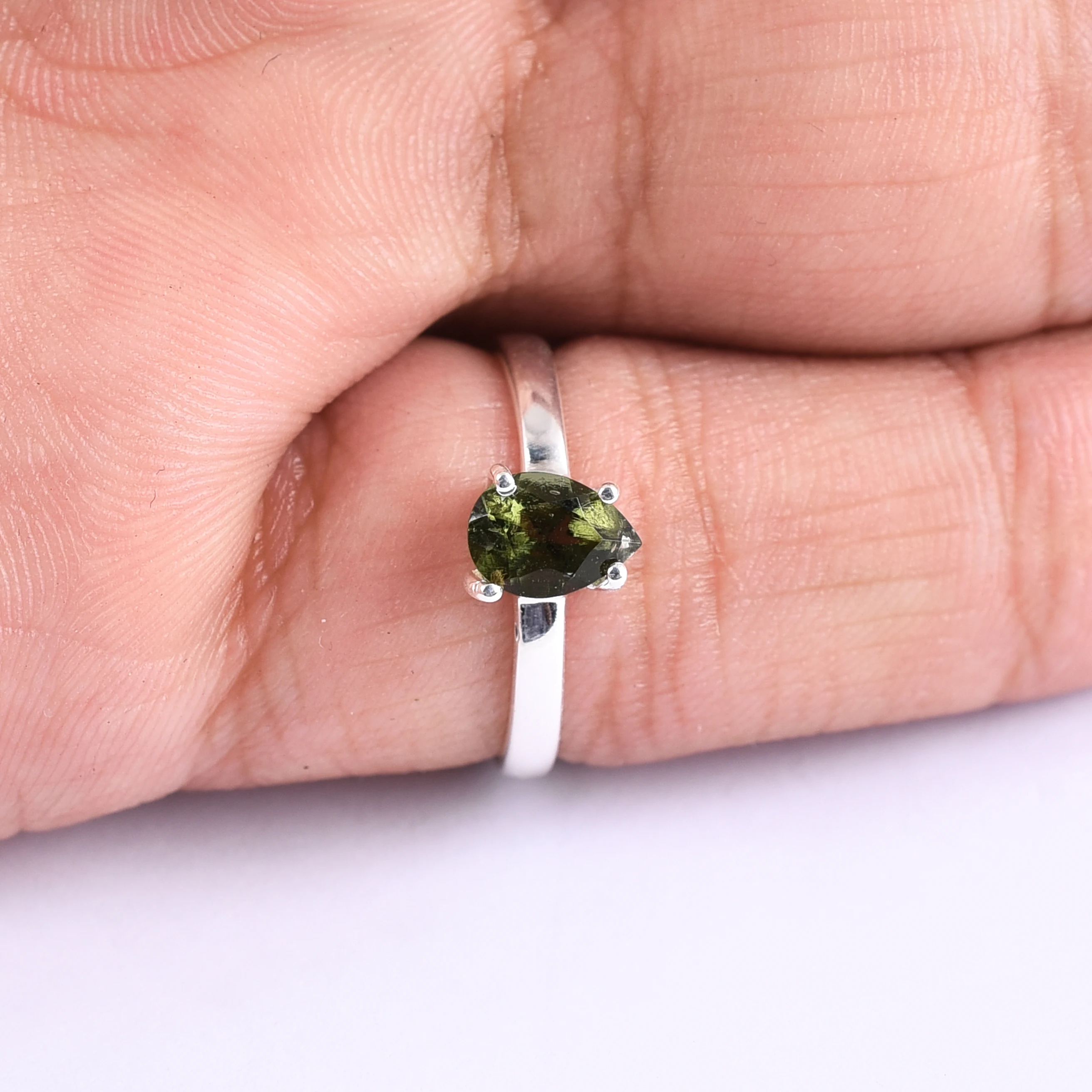Genuine Authentic Moldavite Gemstone Ring Beautiful Handmade Design 100%Natural Gemstone Ring 925 Sterling Silver Rare Moldavite