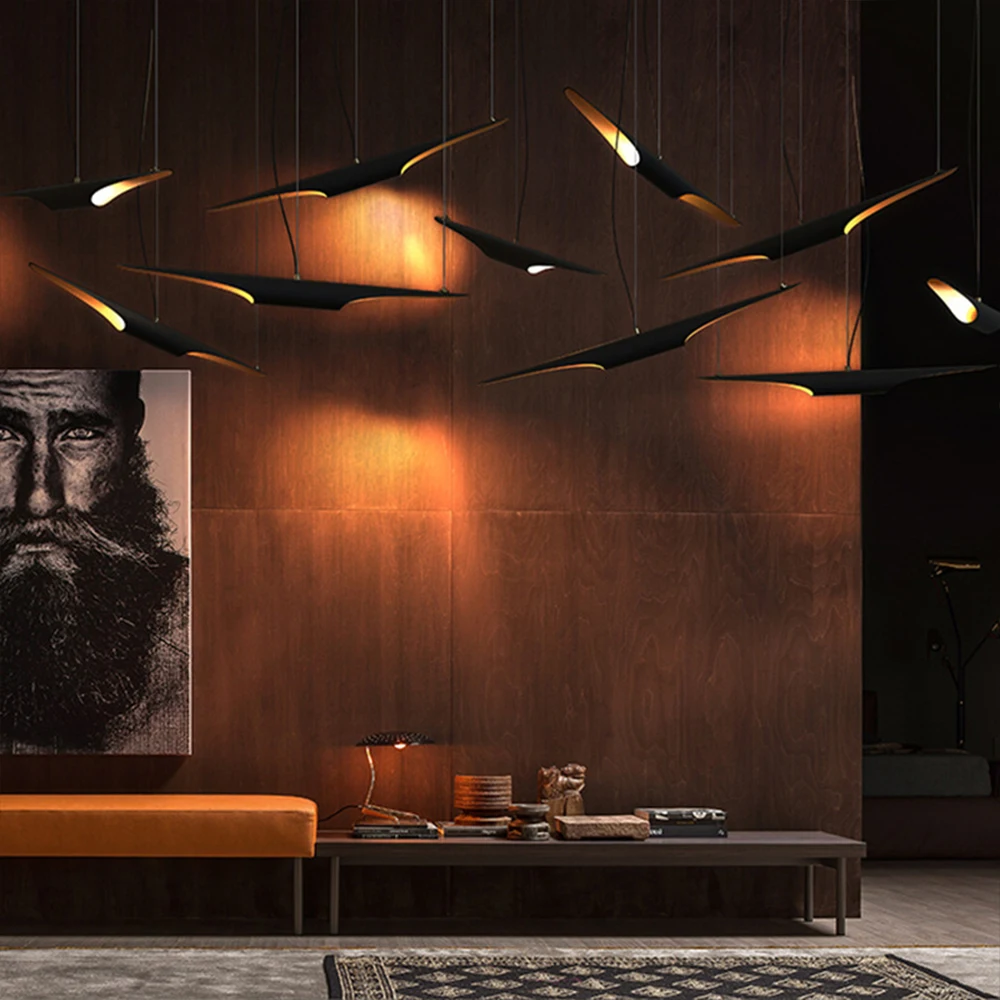 Люстра в виде бамбуковой трубки скандинавском стиле простой модный креативный алюминиевый светильник для самолета