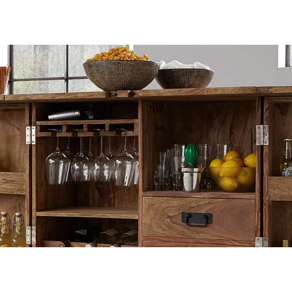 Industrial Container Style Factory Designer Bar Cabinet Jodhpur Solid Wood Bar Cabinet Indian Vintage Rustic Bar Cabinet