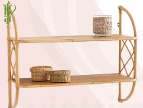 Hot Sale Household  Vintage Style Tier Storage Rack Corner Shelf Rattan Hanging Shelf  at Cheap Price