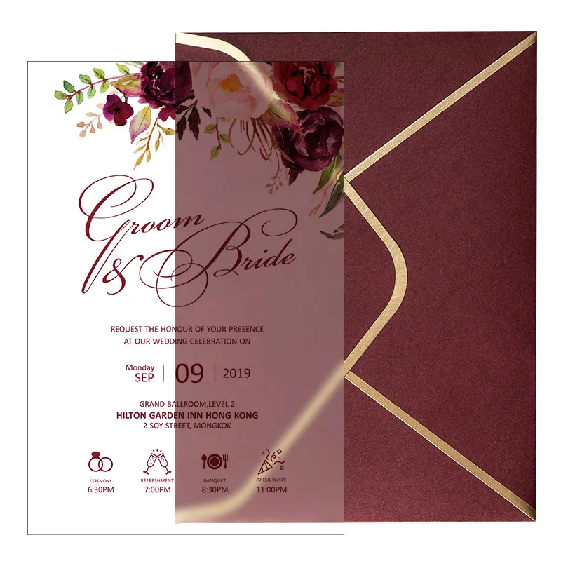 Acrylic wedding invitation greeting card business  invitation with Customized design