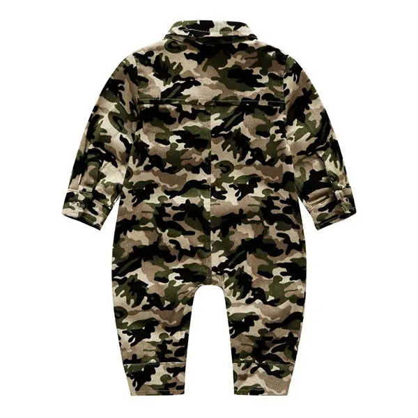 Wholesale Military Camo Outfits Baby Boy Girls Romper Button Long Sleeve Jumpsuit For Girls