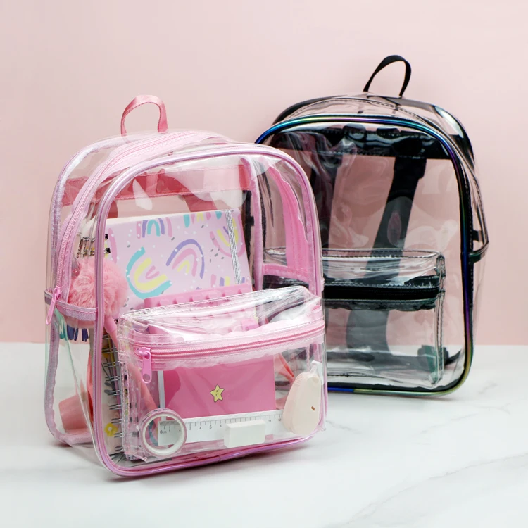 Amazon hot Selling Clear pvc backpack, clear plastic bags, custom clear backpack transparent school bag