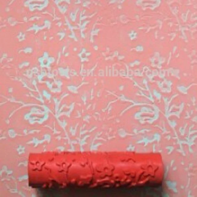 Custom Size paint tool rubber handle microfiber cover decorative paint roller brushes pattern paint roller