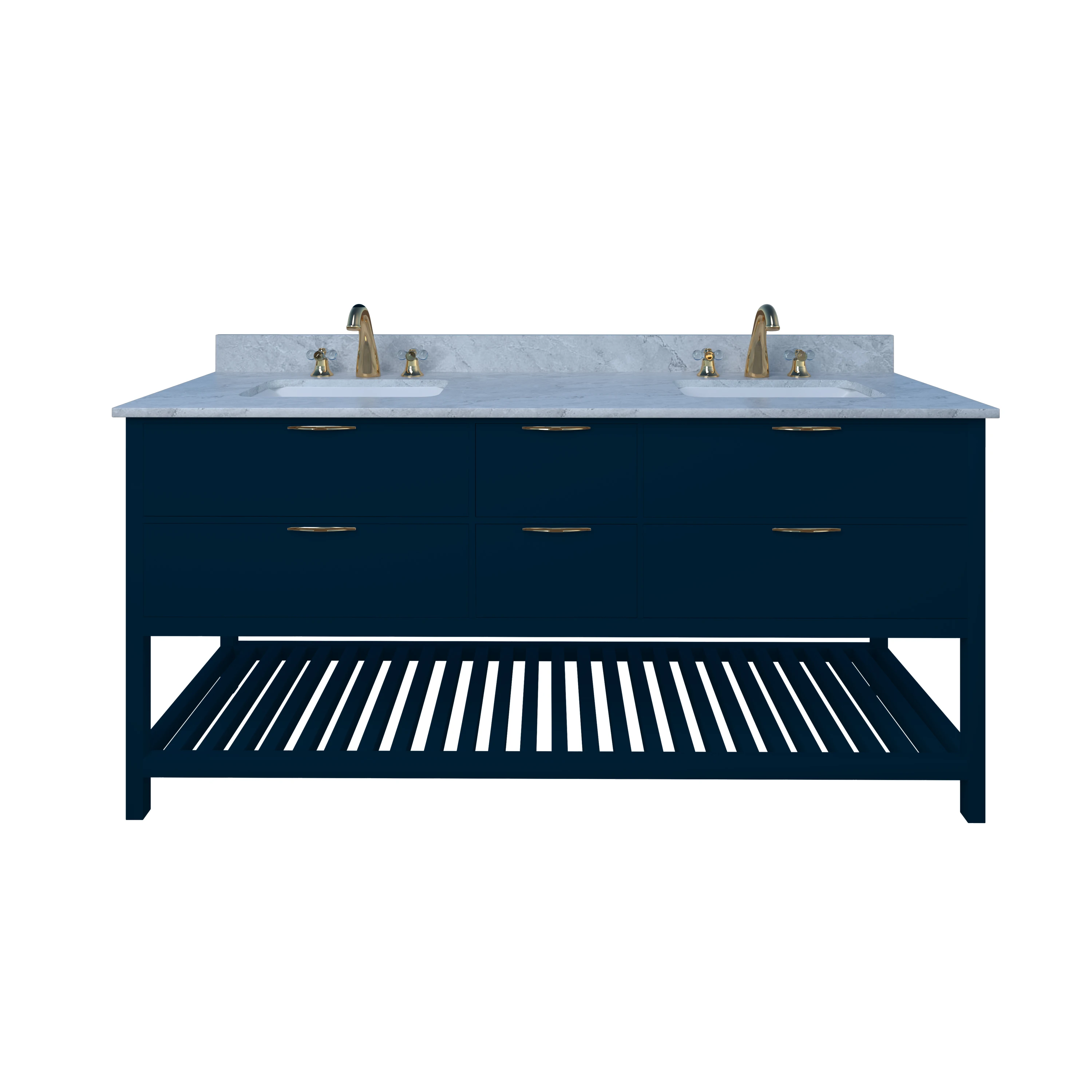 High End Modern Design 72 Inches Double Basin Solid Wood Bathroom Vanities Cabinet with Marble Top at Wholesale Price