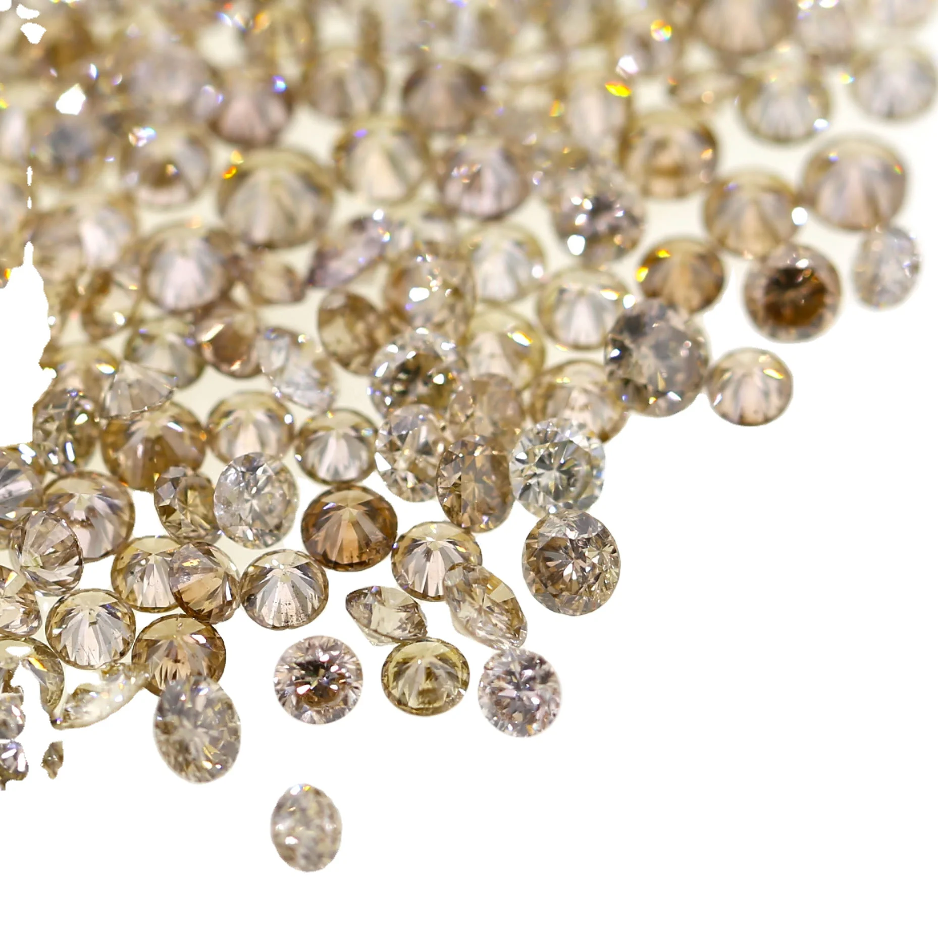 Natural Light Brown Color TLB VVS VS SI I Clarity 3.3 TO 4.5 MM Top Champagne Round Cut Diamond