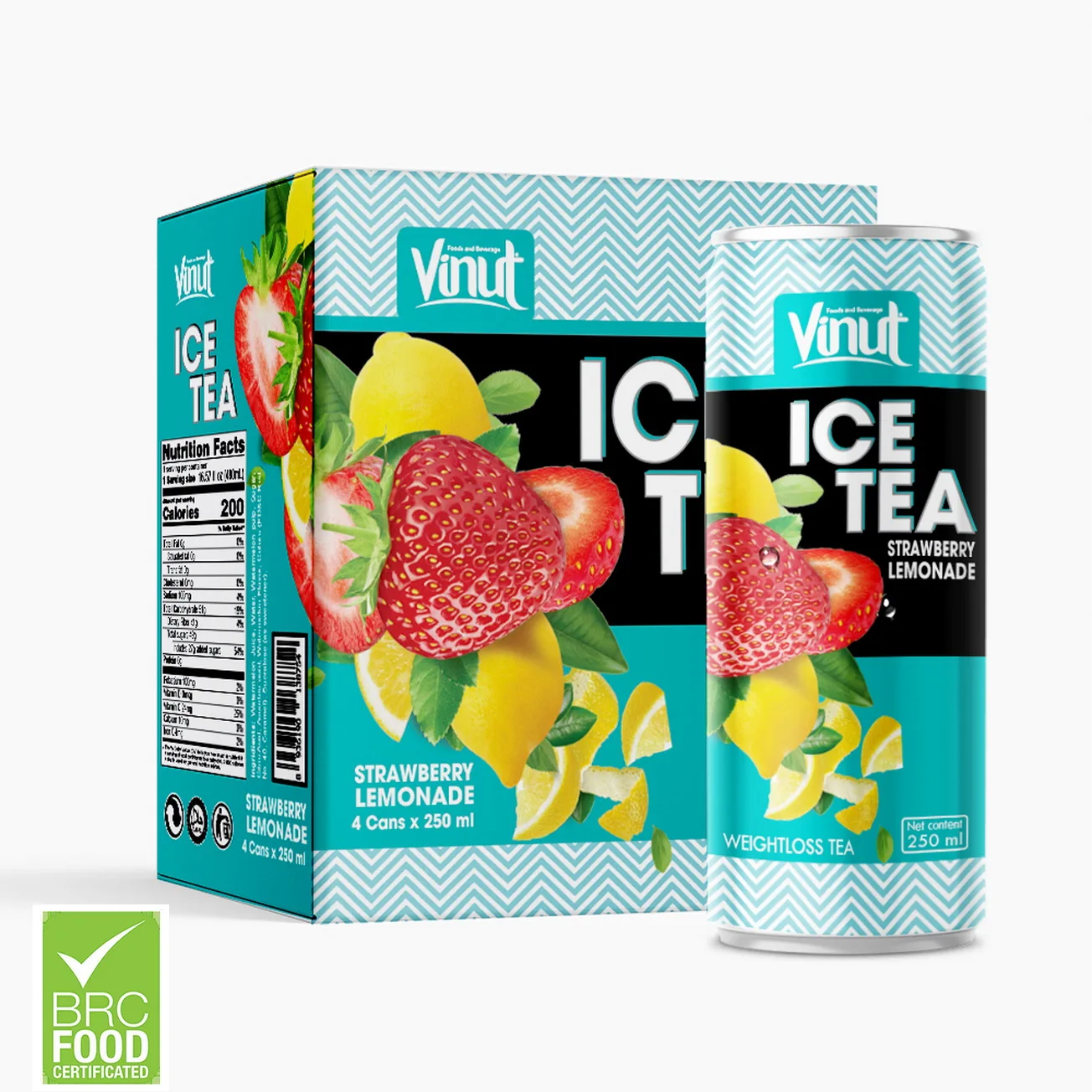 8.5 fl oz Sparkling water 4 Cans Ice Tea Strawberry Lemonade Juice