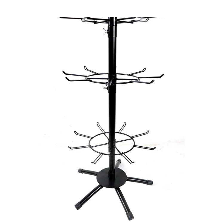 6 tiers spinner display rack rotating key chain display stand floor rack 48 hooks