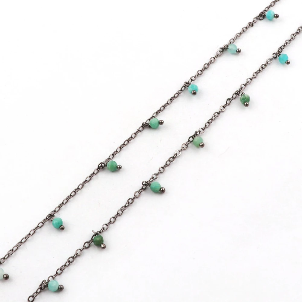925 цепочка из стерлингового серебра с натуральным амазонитом граненые бусины позолоченные Четки для изготовления ювелирных изделий помолвки