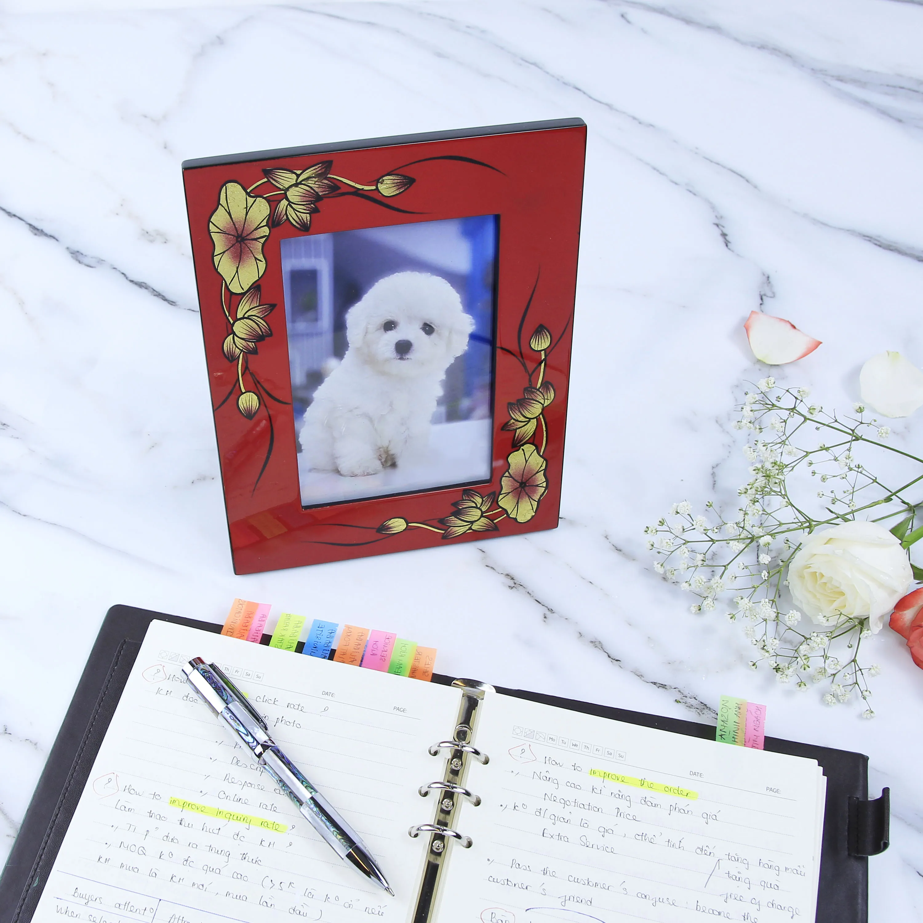 Оптовая продажа, разноцветная небьющаяся Современная дизайнерская Экологически чистая деревянная фоторамка с золотыми листьями и лаком