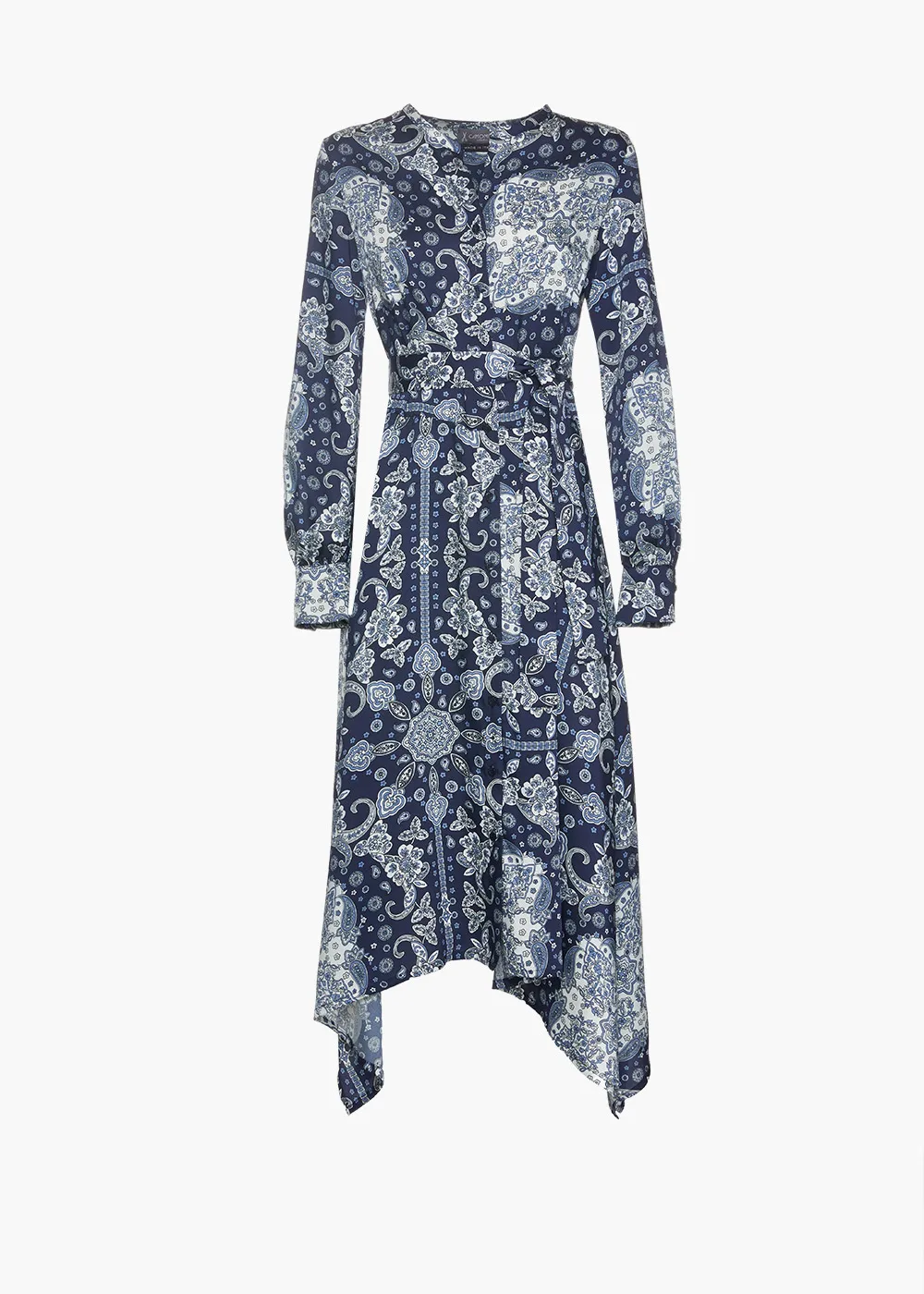 Italian Chemisier Dress in Twill Fabric|Paisley Pattern | Women Fashion | Made in Italy