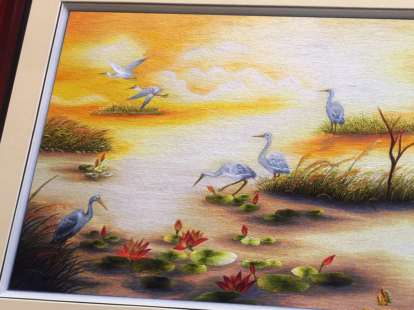 Wall Art Decoration An Evening On My Hometown Embroidary Scenery Paintings in Traditional Style