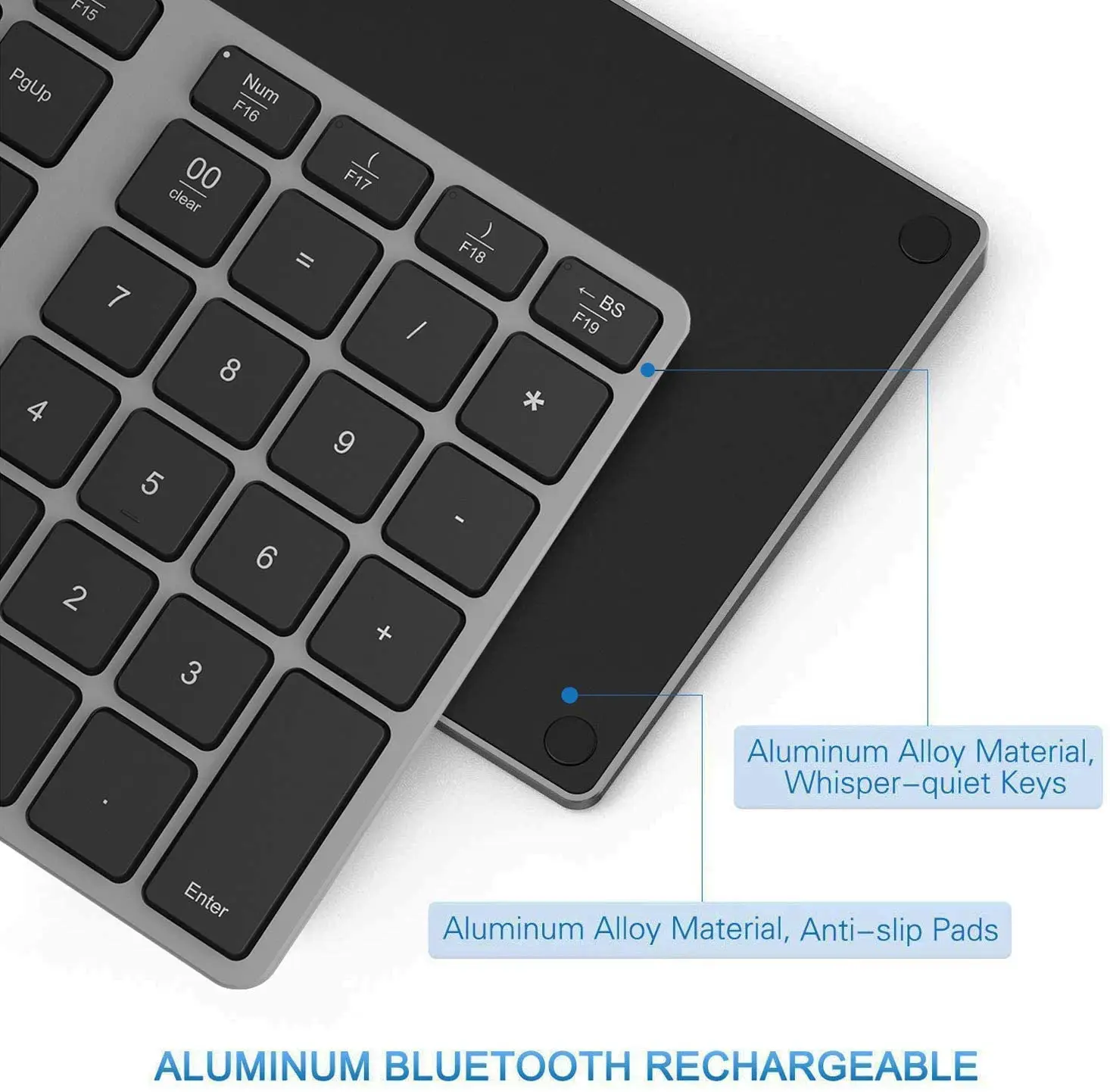 
OEM ODM Custom Smart Bluetooth Aluminum Rechargeable Wireless Numeric Keypad For MacBook Windows Laptop 