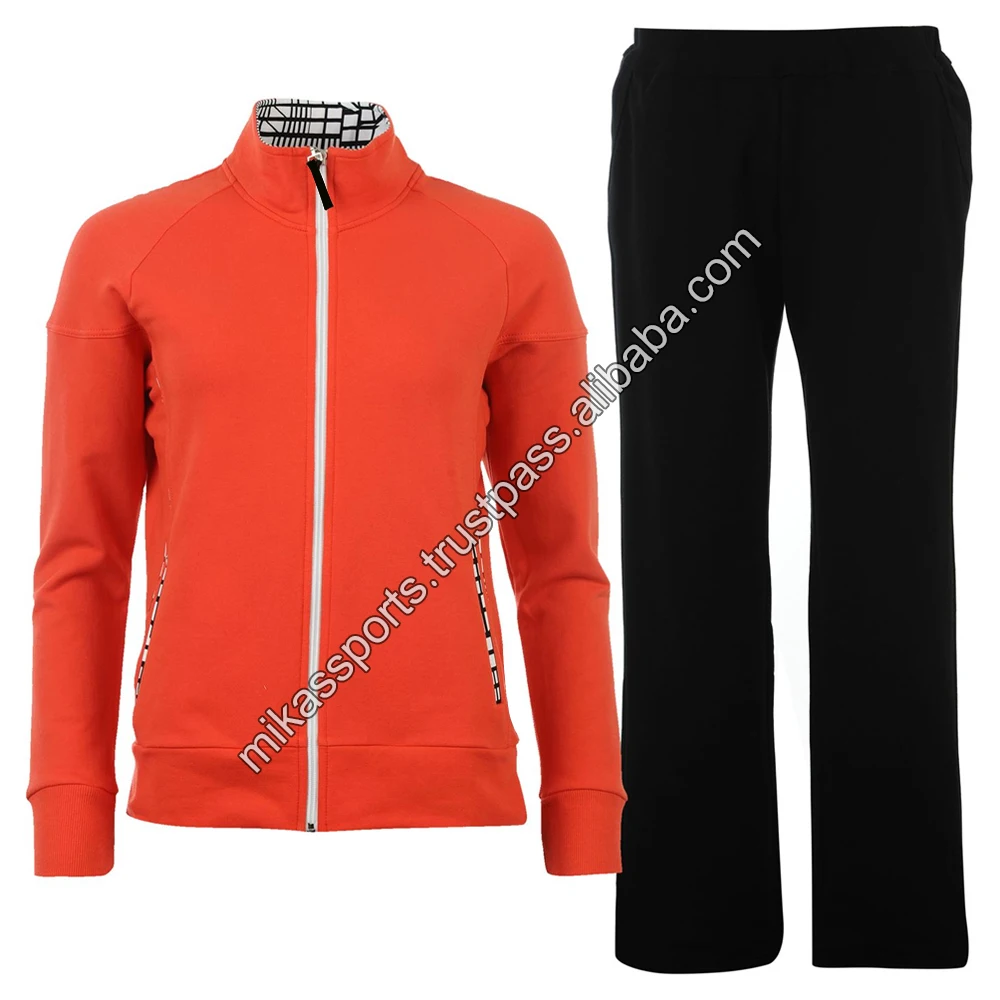 Ladies tracksuit 100% polyester side stripes hoodies top and jogger sports track suit womens
