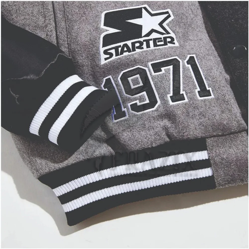 leather shoulder sleeve baseball flight letterman varsity jacket for men