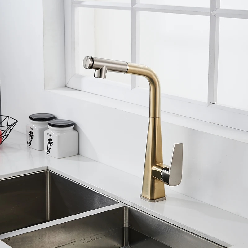 Matte GOLD Kitchen Sink Faucet Pull Down Kitchen Faucet Single Handle Mixer Tap 360 Rotation Torneira Cozinha Mixer Tap