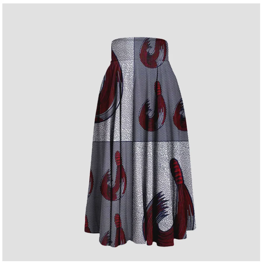 
Rapheeze Wax Print Floor Length White Maxi Skirt 