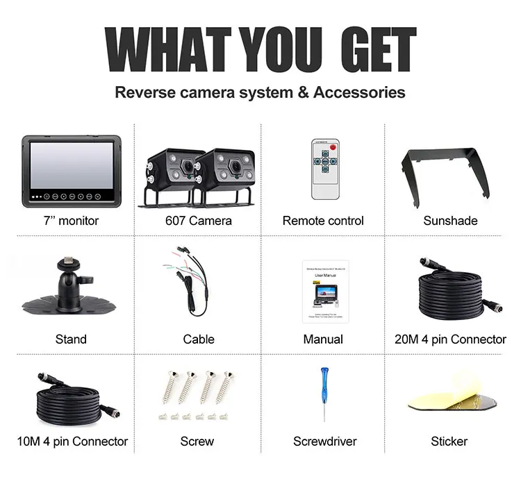 Водонепроницаемый 7 дюймовый монитор 1080P Автомобильный Обратный автобус камера заднего вида зеркала HD 1/3