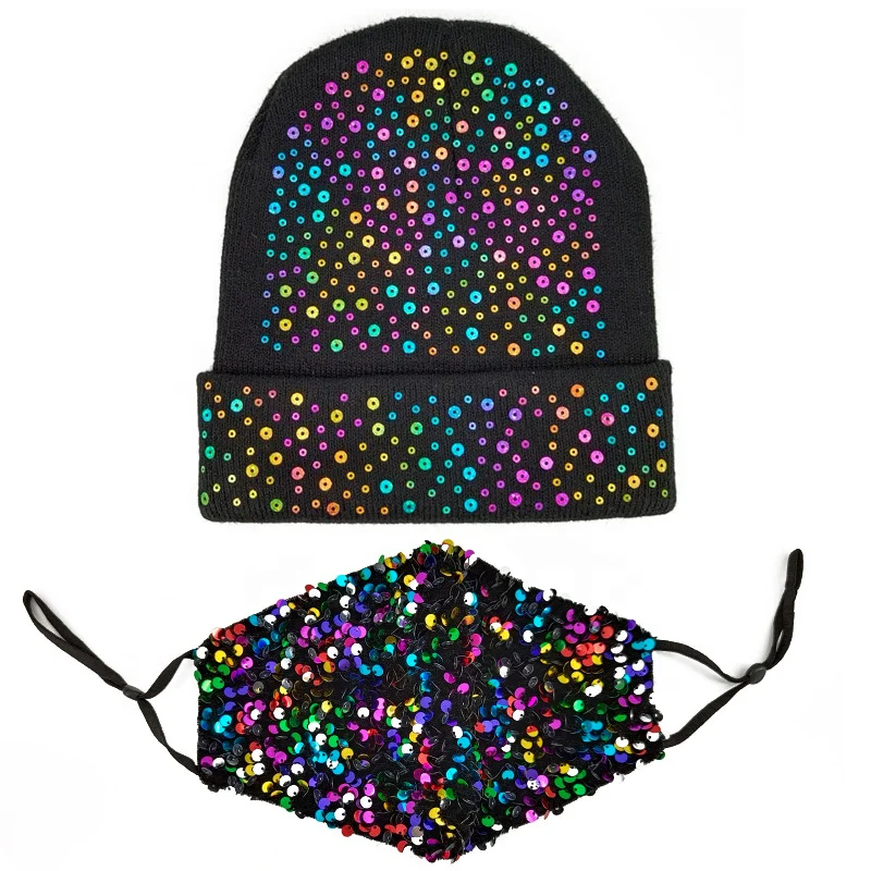 Winter Cycling Hat Women 2 piece Warm Wool Beanies Hats With Mask Female Velvet Thick Anti-smog Knit Caps