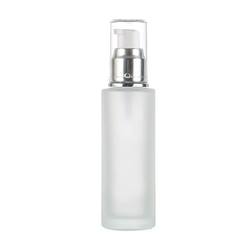 Wholesale 20ml 30ml 40ml 50ml 60ml 80ml 100ml Clear Frosted Glass Bottle With Sliver Gold Spray Lotion Pump