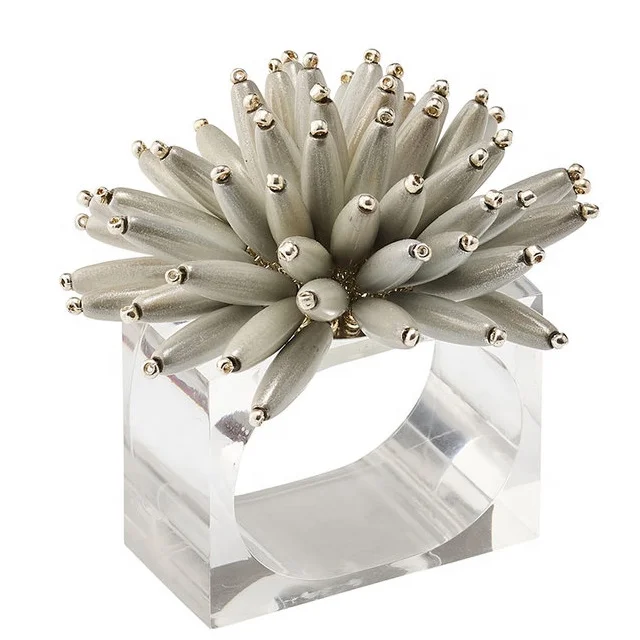 Wholesale Acrylic Napkin Rings with Plastic Color Beads Flower for Table Decoration in Wedding Party at Low Price & MOQ