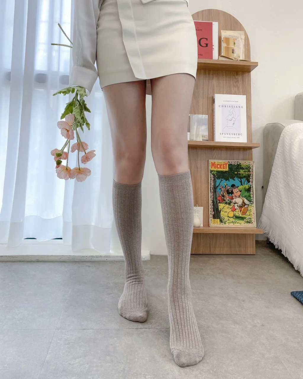 Made in Korea Women wholesale cotton knee socks stocking Korean custom logo OEM ODM