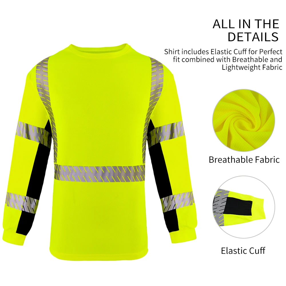 OEM Hi Vis майка с подогревом переводная черная серия оптовая продажа Защитная футболка длинным рукавом