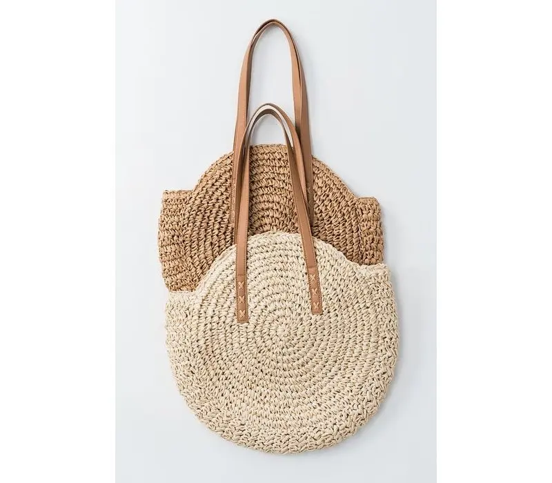 Hot trend summer seagrass shopping bag round hobo seagrass woven beach tote fashion sustainable
