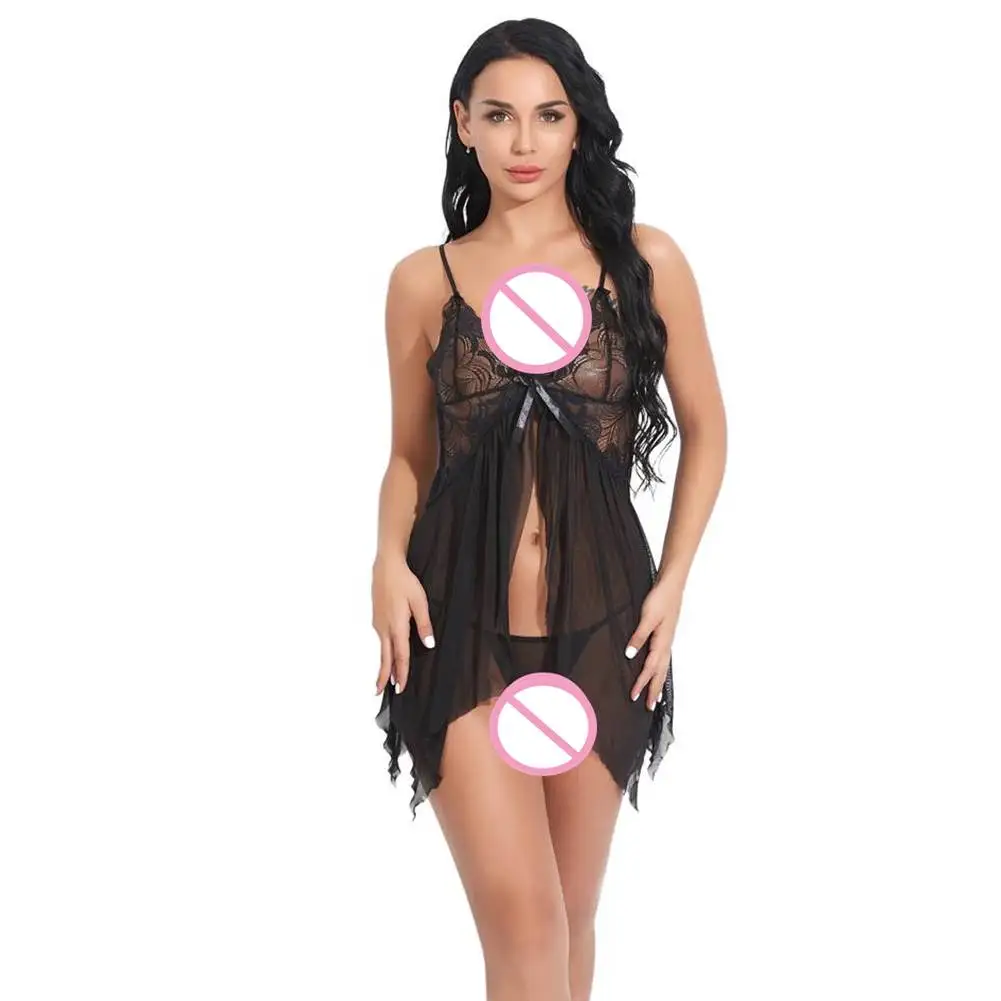 New Arrival Women Nightwear Net Mesh Front Open Out Ladies Transparent Sexy Lingerie Dress