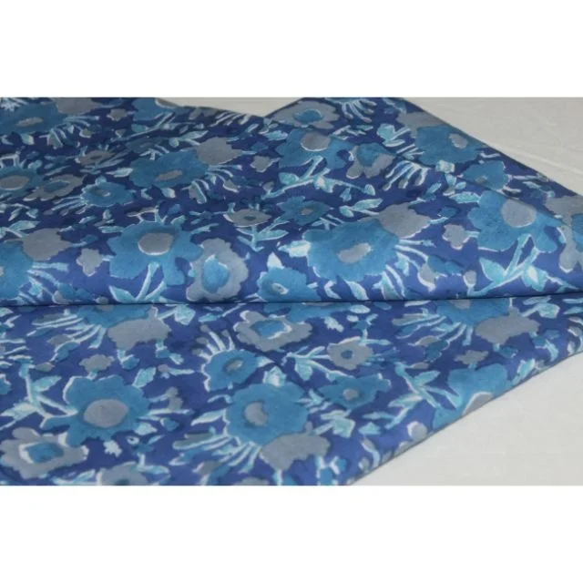 Indian 100% Pure Cotton Dress Making Voile Floral Printed Wholesale Hand Block Printed Running Craft Fabric