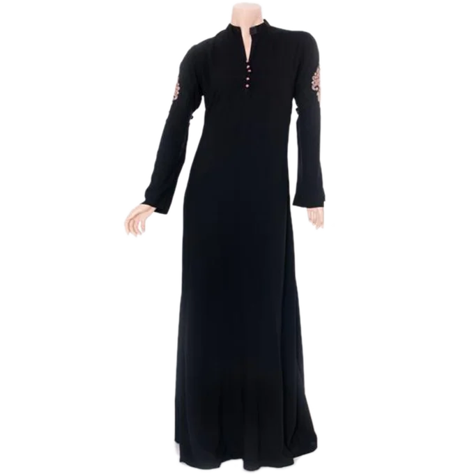 latest design Islamic wear Abaya with subtle Embroidery on Sleeves in eco-friendly bamboo or organic cotton for Muslim woman