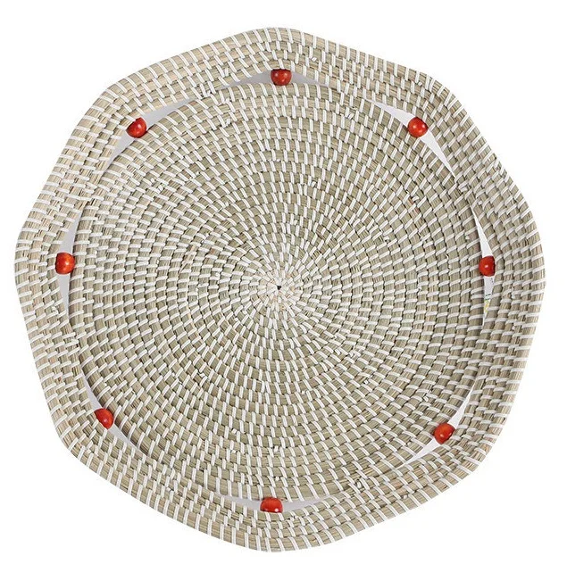 Grey polygons wall hangings for home decor seagrass basic natural seagrass plate wall decor