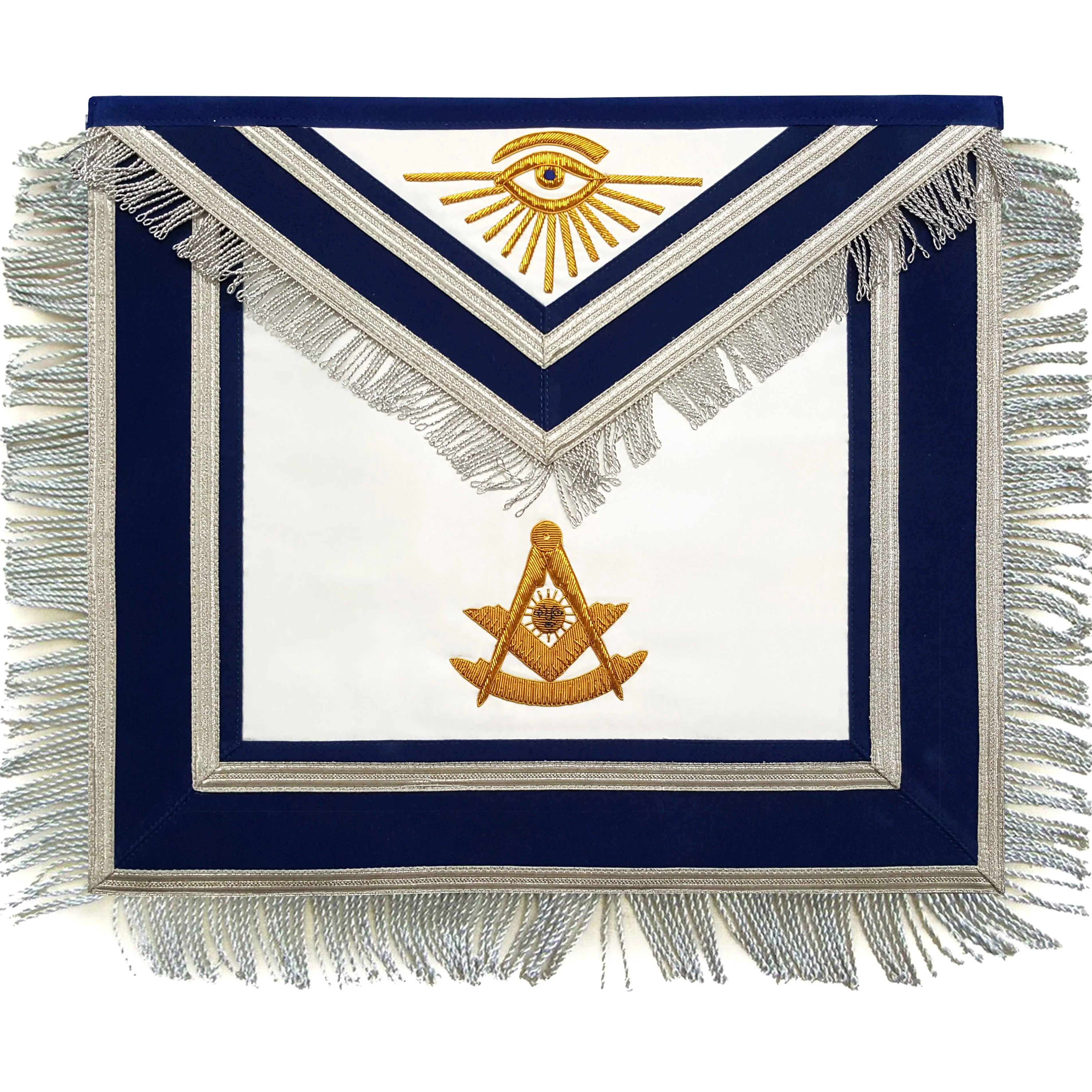 High Quality Masonic Apron Masonic Regalia Leather Blue Embroidered Apron with customized  Logo