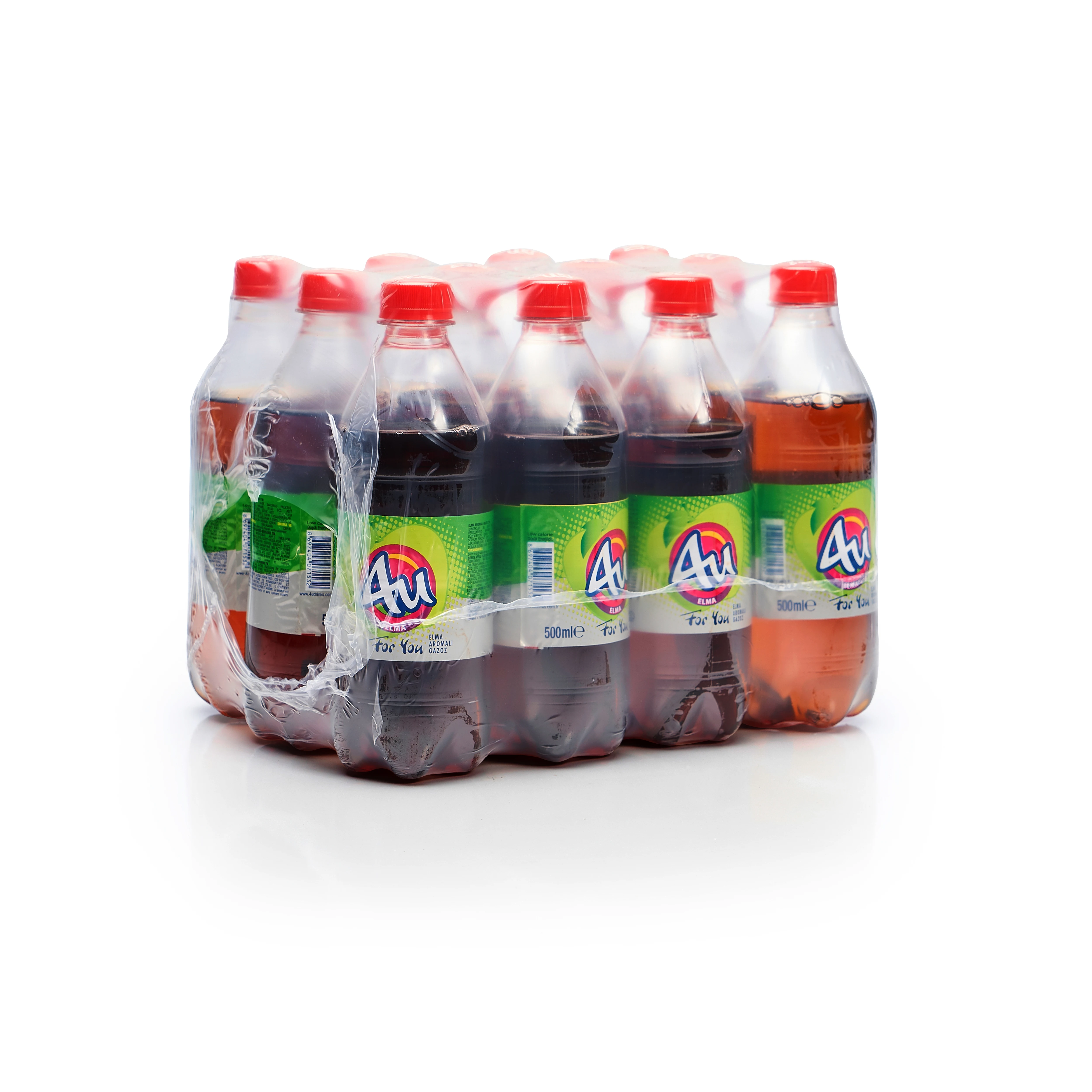 4U Apple 500 mL Carbonated Soft Drinks Apple Flavored Non Alcoholic Sparkling Cold Beverage