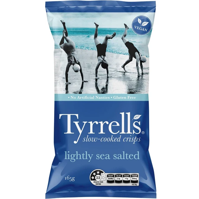 
Чипсы австралийского производства, чипсы tyrrella Слегка соленые, 165 г 