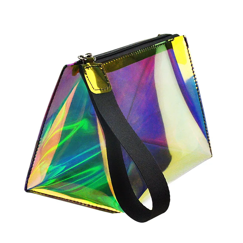 Transparent TPU PVC Travel Makeup Storage Bag Waterproof Laser Clear Holographic Cosmetic Bag