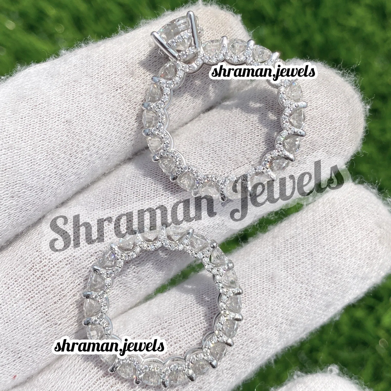 14K Solid 18K White Gold Wedding Eternity Ring VVS Moissanite Diamond Iced out Couple Rings Engagement Wedding Ring for Her