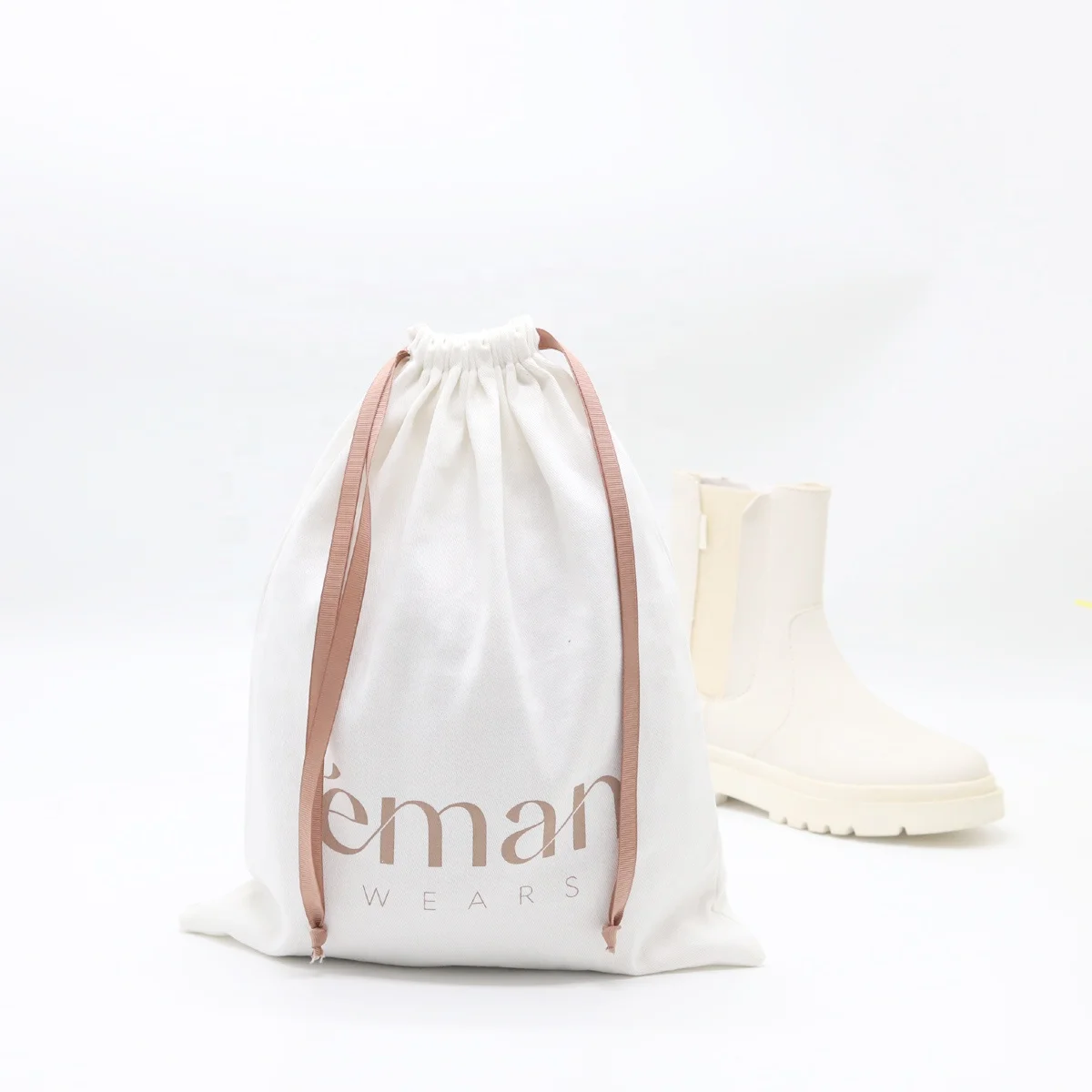 Хлопковая подарочная сумочка с принтом логотипа на заказ, сумочка для шляпы, кошелька, сумка для упаковки на пояс, большая хлопковая саржевая Сумка-пылезащитник на шнурке для обуви