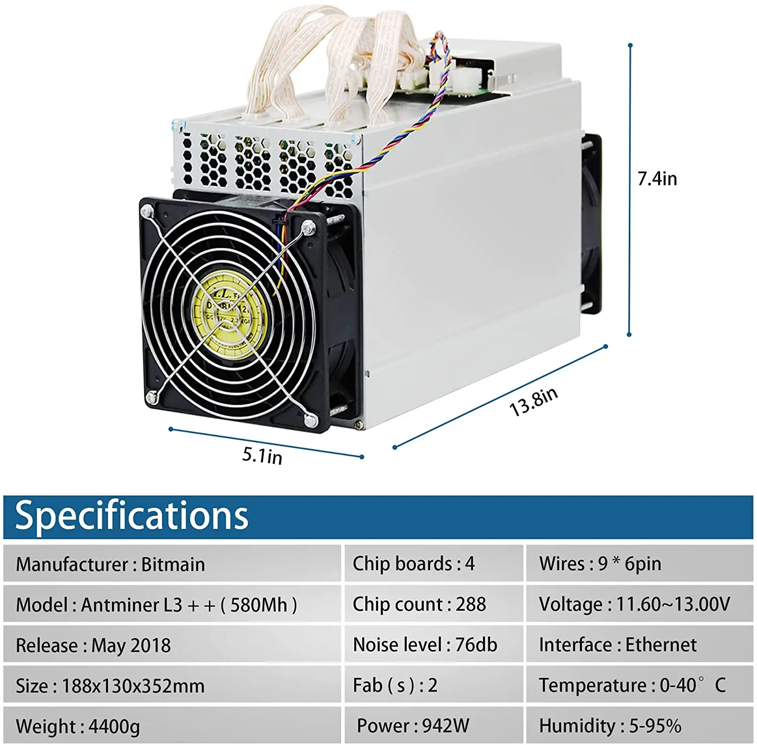 AntMiner L3+ ~504MH/s @ 1.6W/MH ASIC Litecoin Miner With Power Supply Included Ready To Ship Now
