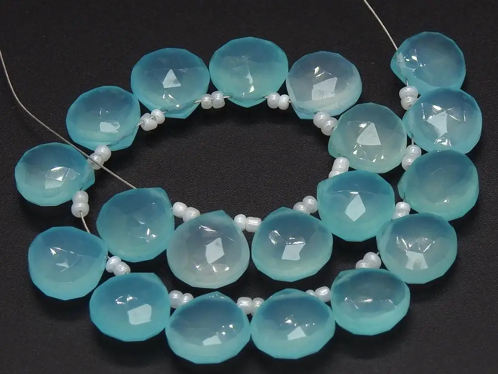 
Aqua Blue Chalcedony Matched Pair Faceted Heart Shape Drops Briolette Finest Quality Wholesale Price New Arrival 