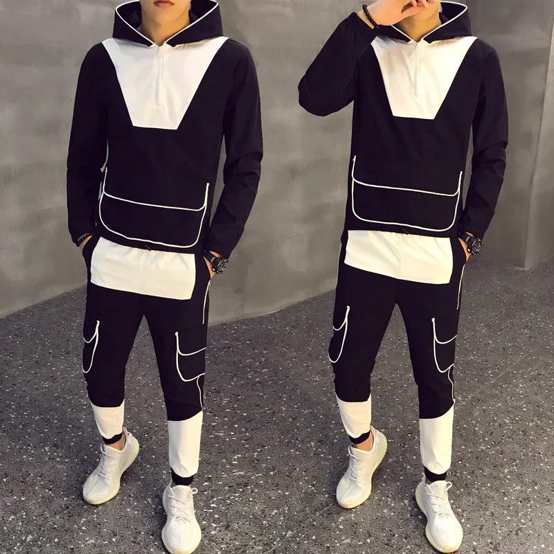 Black White Tracksuits Jogging Sweatsuit High Quality Men Tracksuits/custom sweat suits