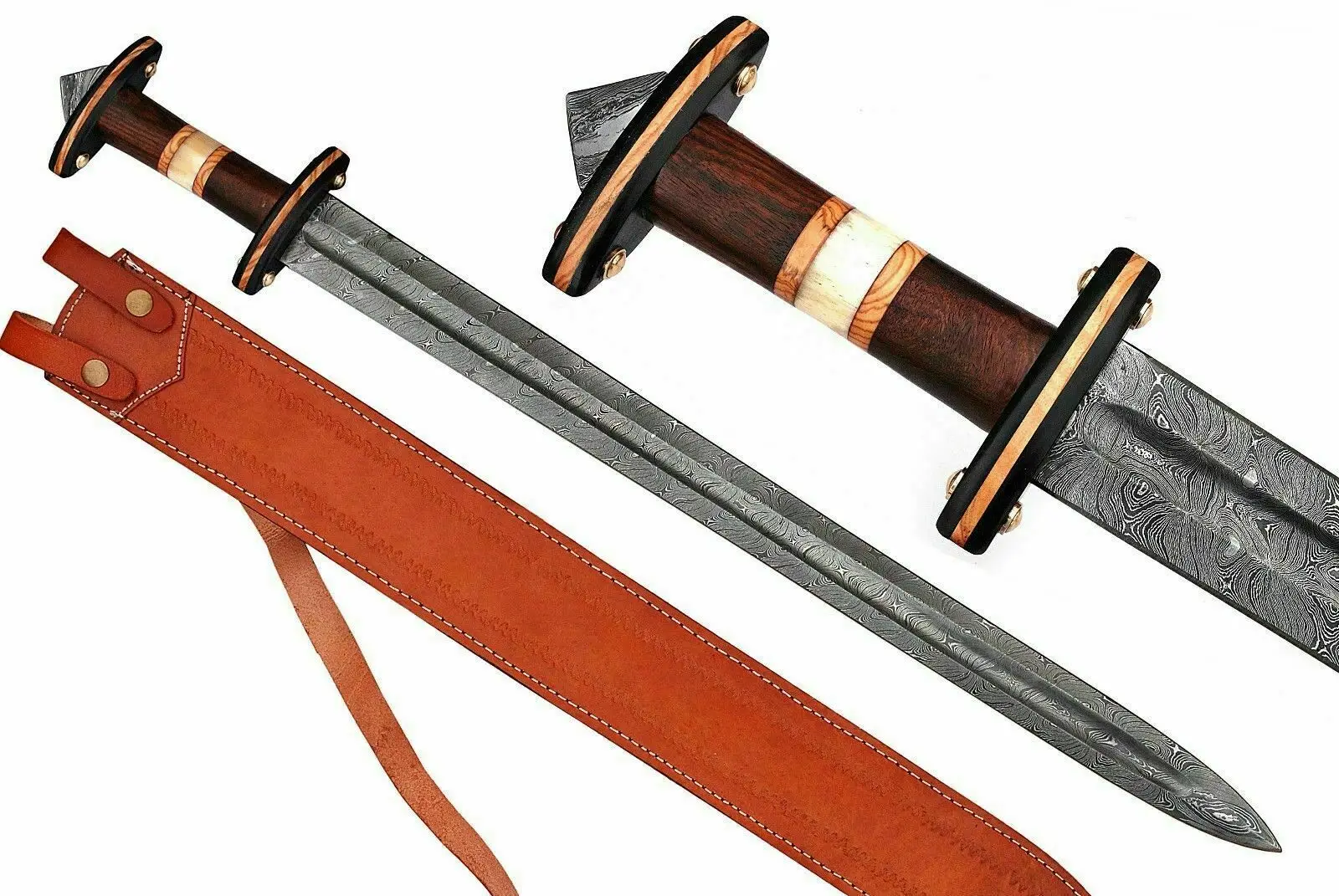 Охотничий Меч ручной работы JS 30 дюймов из дамасской стали с ножнами