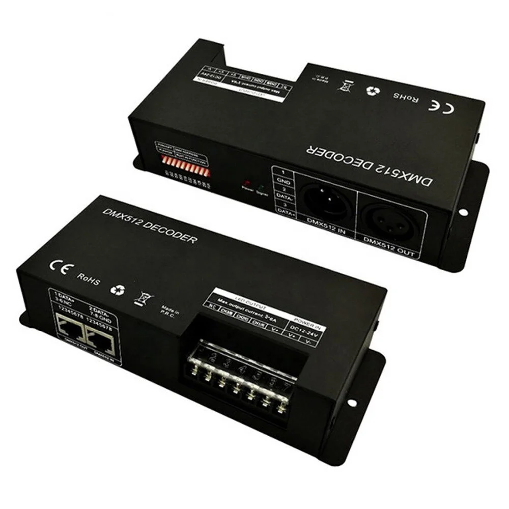 DMX 512 3CH 4CH x 8A декодер светодиодный контроллер 3 канальный вертолет 4-канальный драйвер RGB/RGBW Светодиодная лента с напряжением 12-24 В постоянного тока