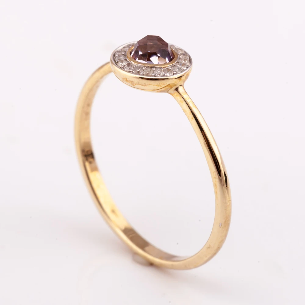 Natural amethyst with diamond 14K gold plated silver  925 with 14K gold plated factory price  from Thailand Manufacturer