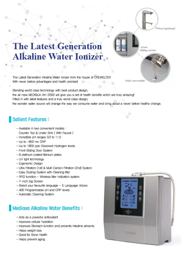 Alkaline water ionizer AK-2000 9plates ionized alkaline water Home appliances water treatment appliances