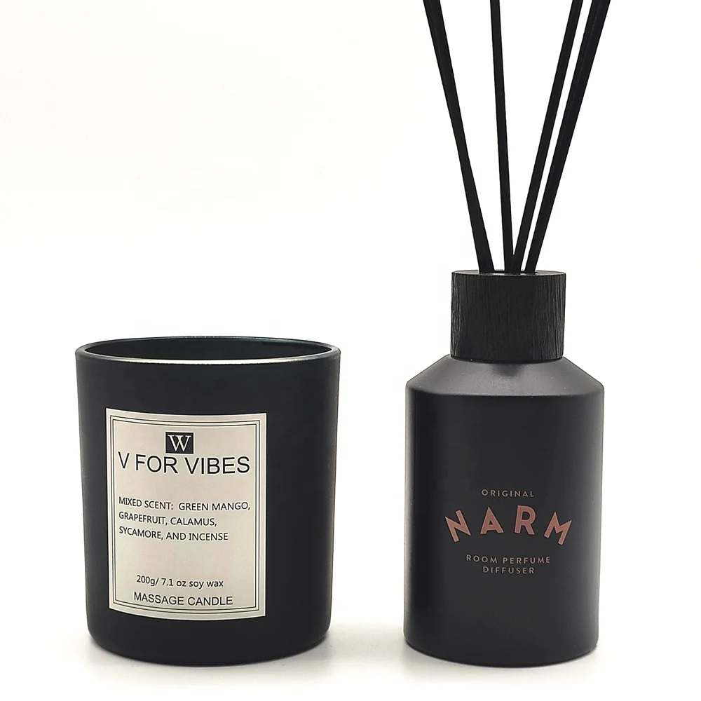 
Matte Black glass container for reed diffuser and scented candle 